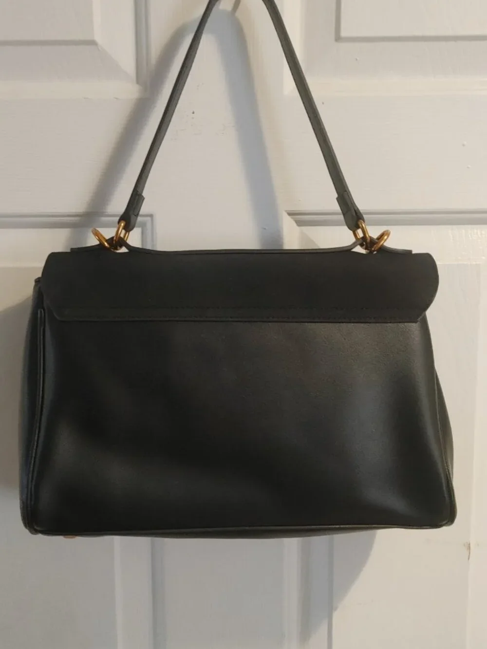 Small Soft Calfskin Black Leather Purse Shoulder Bag Designer Satchel
